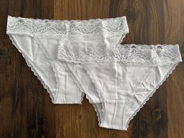 2 Stück esmara Slips weiss mit Spitze - Grösse S