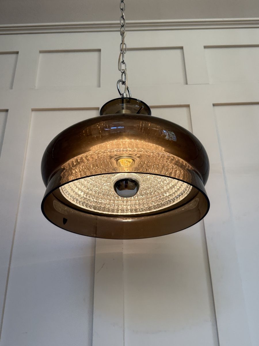 Lampadari & plafoniere: Orrefors braune Deckenleuchte aus Schweden – Usato da Zürich venduto da Zurichvintage 2