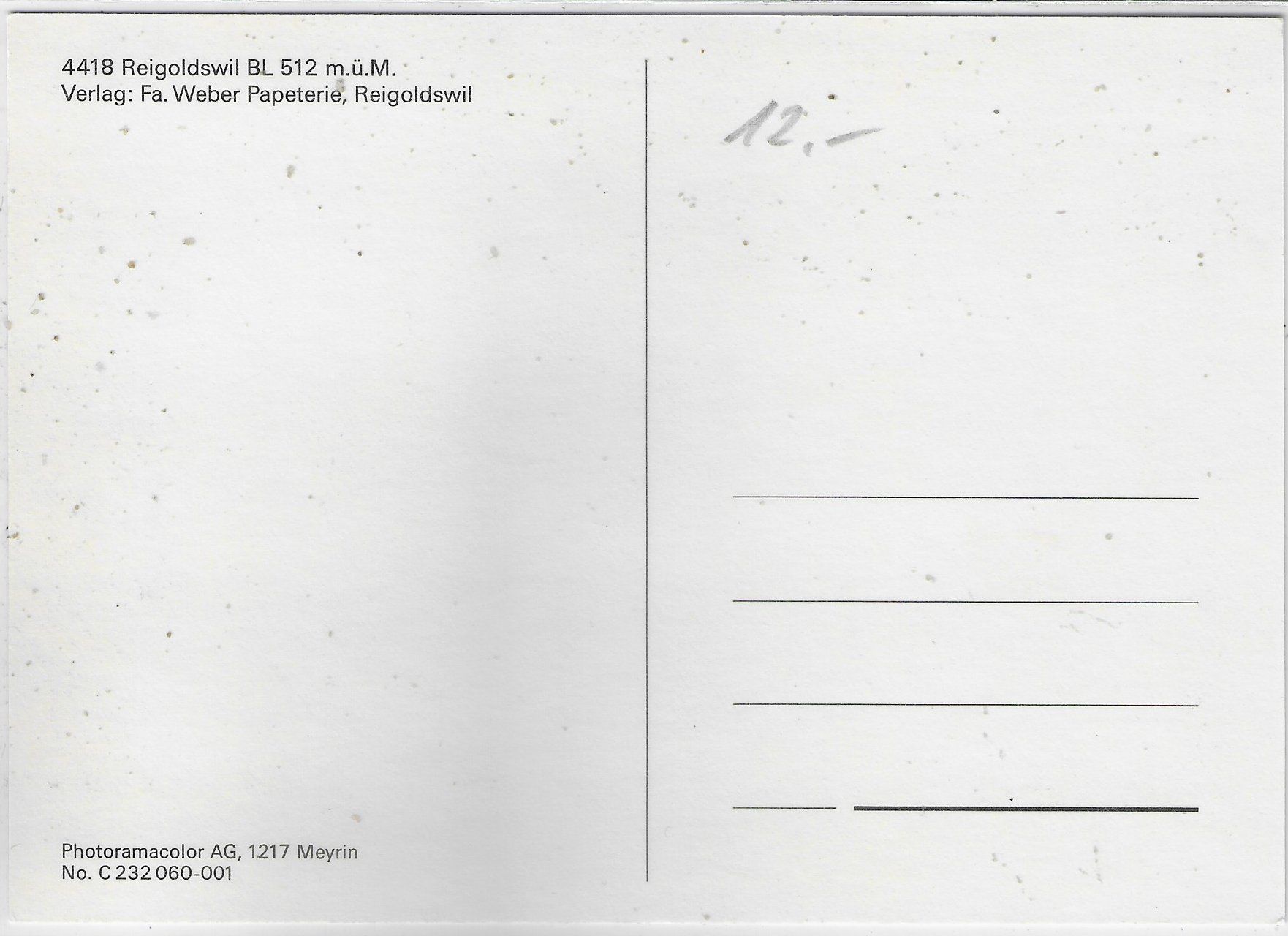 Cartoline postali: Flugaufnahme Reigoldswil BL – Usato da Ettingen venduto da Kartenplanet 1