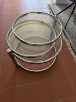 Vintage Beistelltisch drehbar Metall Glas rund
