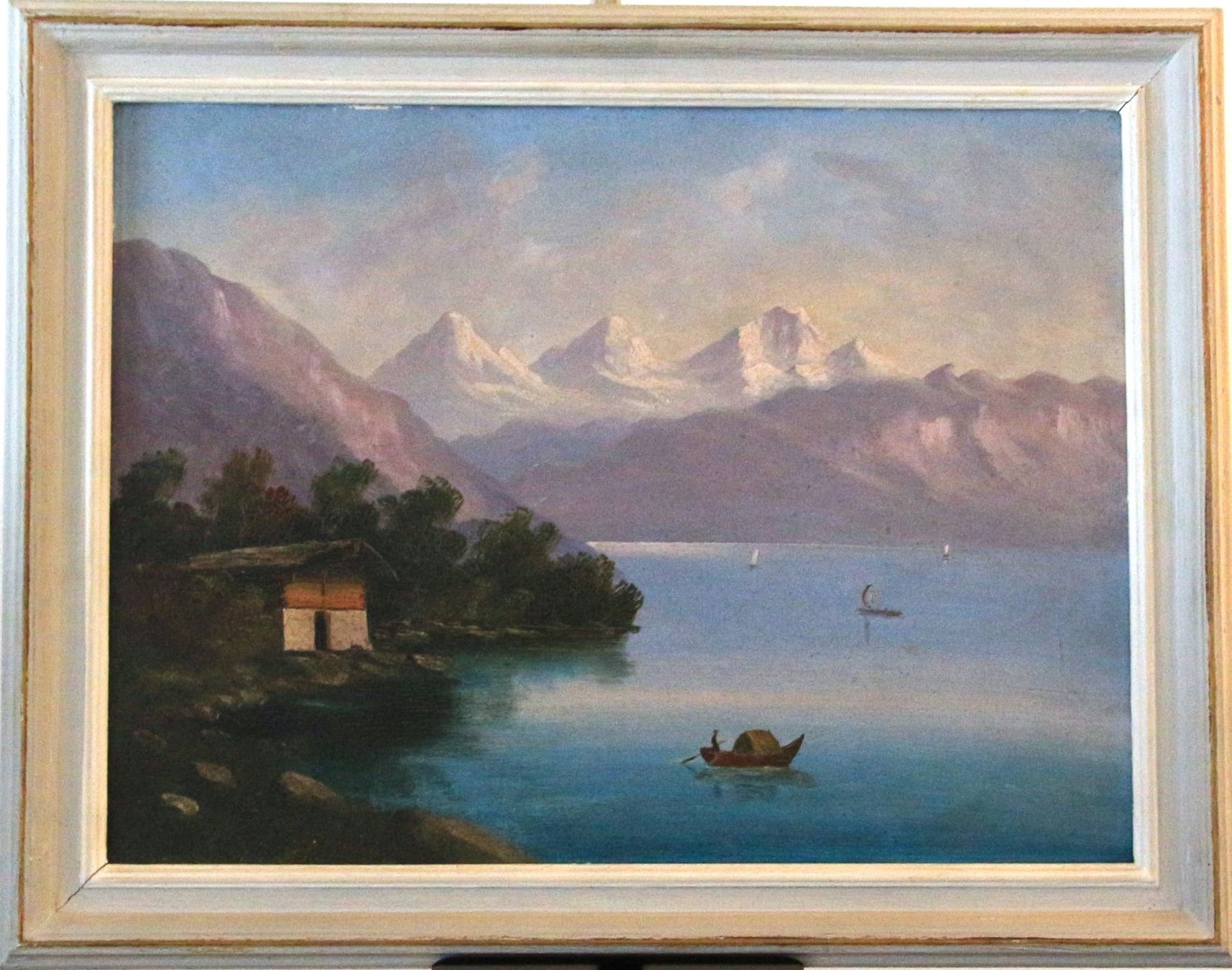 Dipinti: Gemälde Thunersee mit Blick auf Eiger, Mönch und Jungfrau – Usato da Basel venduto da bigmbh