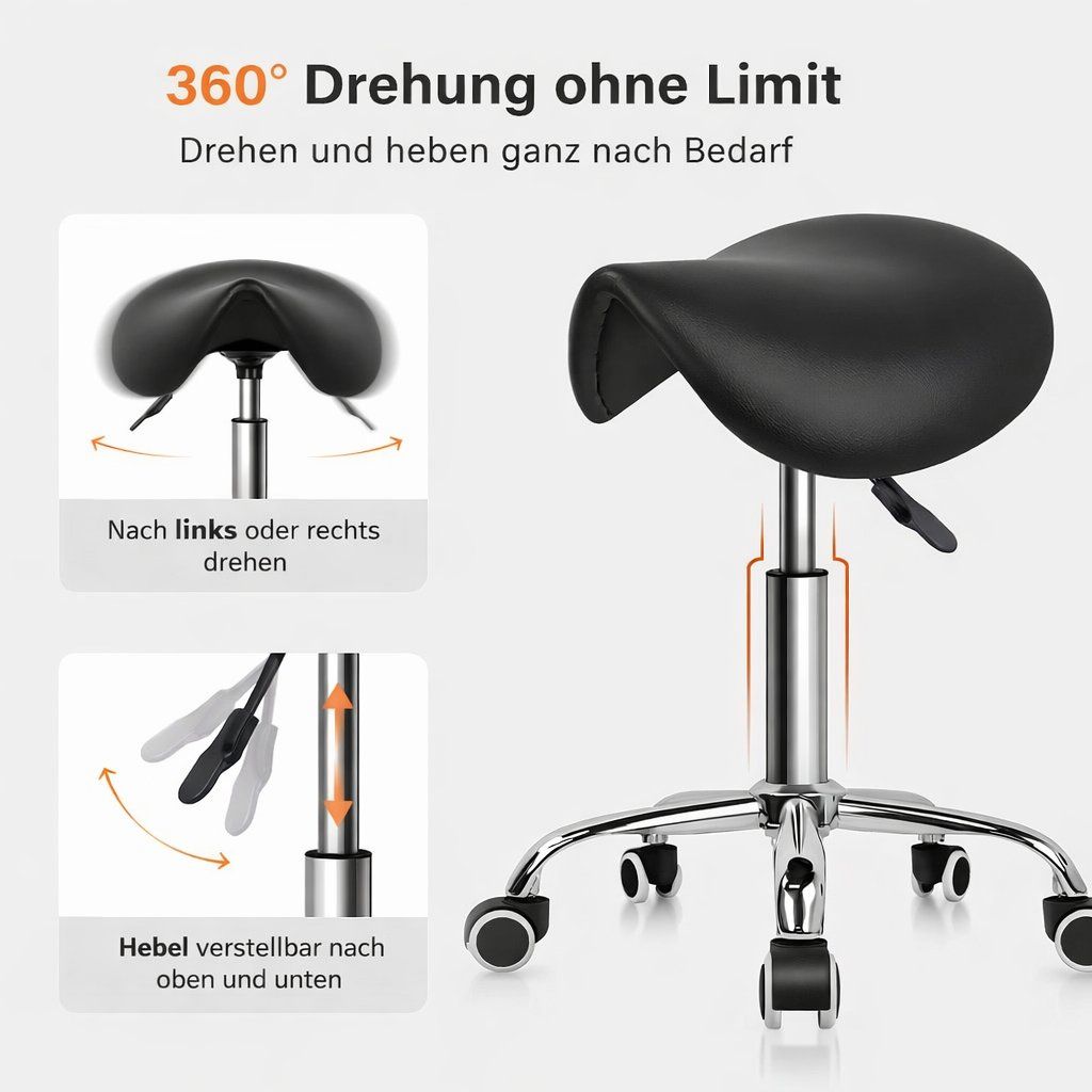 Hocker: Rollhocker Arbeitshocker Barhocker drehbar höhenverstellbar – Neu und originalverpackt aus Fislisbach von IboTrade 3