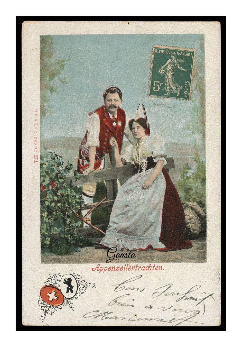 Cartoline postali: APPENZELLERTRACHTEN - 1900 "Costumes" – Usato da Onex venduto da gonsla01