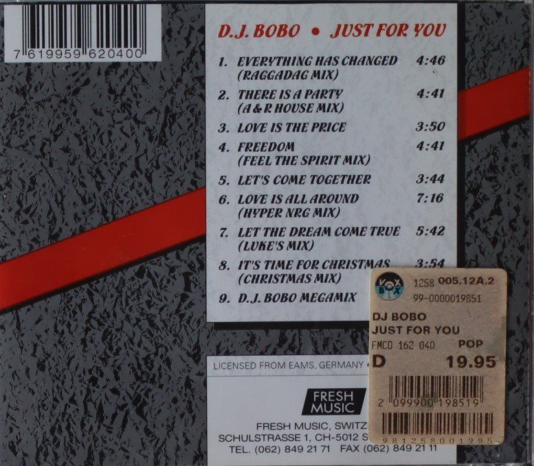 CD: DJ BoBo – Just for you – Usato da Luzern venduto da CONTENTI 2