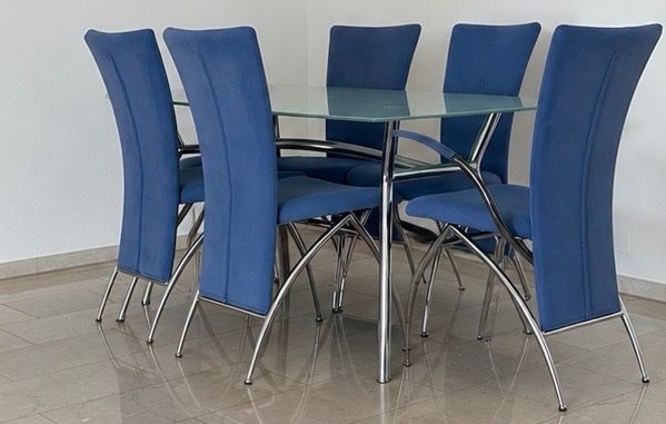 Set di tavolo e panche: Moderne Essgruppe mit Glastisch und 6 Stühlen – Usato da Reinach BL venduto da chi_r87p