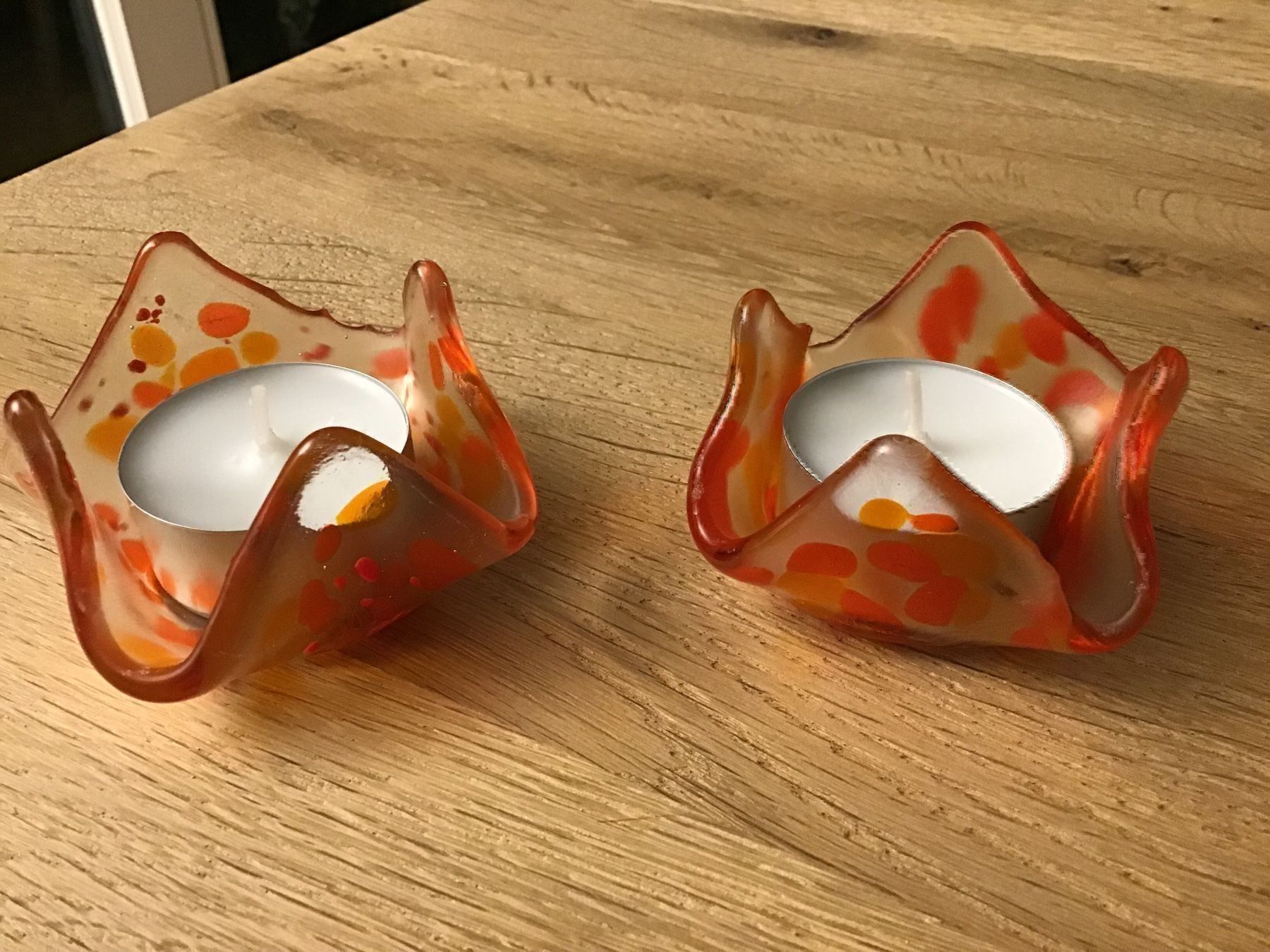 Portacandele: Glas Teelichter orange 2Stück – Nuovo (secondo la descrizione) da Frenkendorf venduto da silasho 1