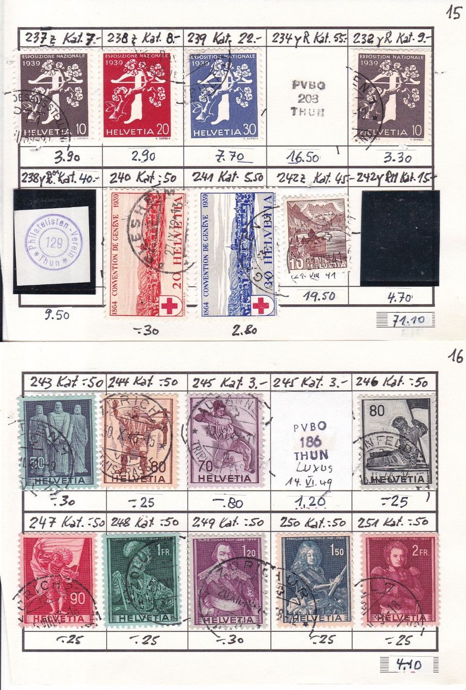Alle Briefmarken: 17 x CH Briefmarken-Auswahlseiten – Gebraucht aus Münchwilen AG von Nesar 7