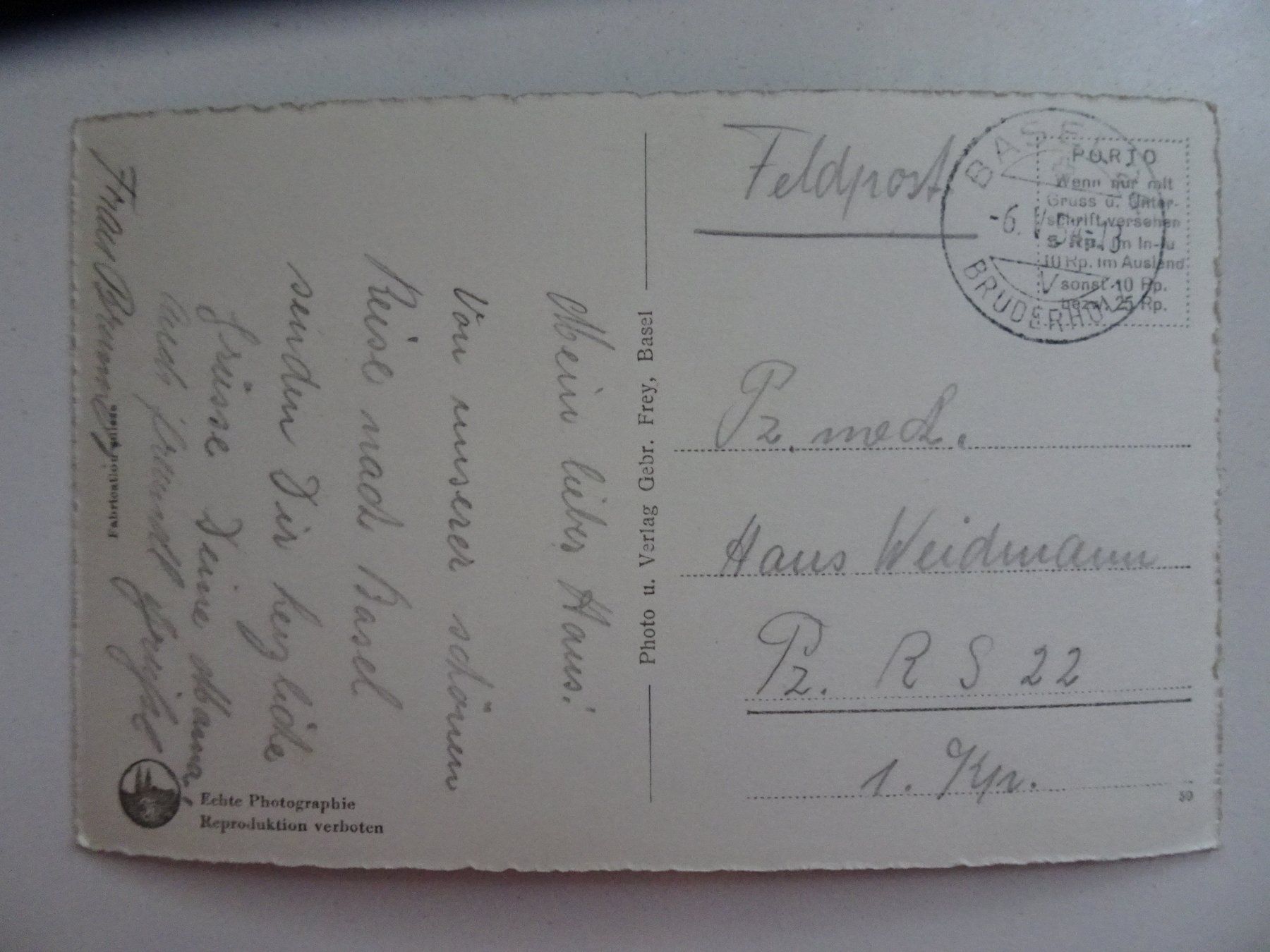 Cartoline postali: Postkarte Basel: Wehrmänner Denkmal und Wasserturm – Usato da Winkel venduto da rsuzh 1