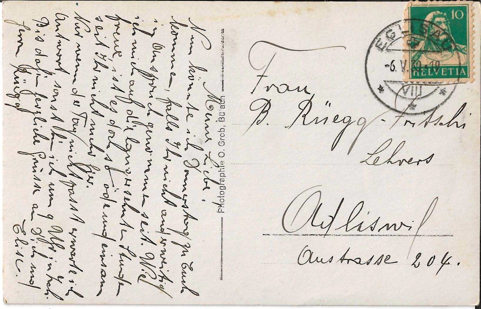 Cartoline postali: Karte Eglisau 1930 – Usato da Zürich venduto da Philacat11 1