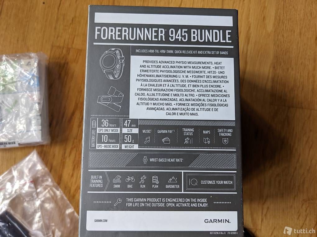 Garmin Smartwatch: Garmin Forerunner 945 Tri Bundle Gratisversand – Usato da Innertkirchen venduto da Flir 3