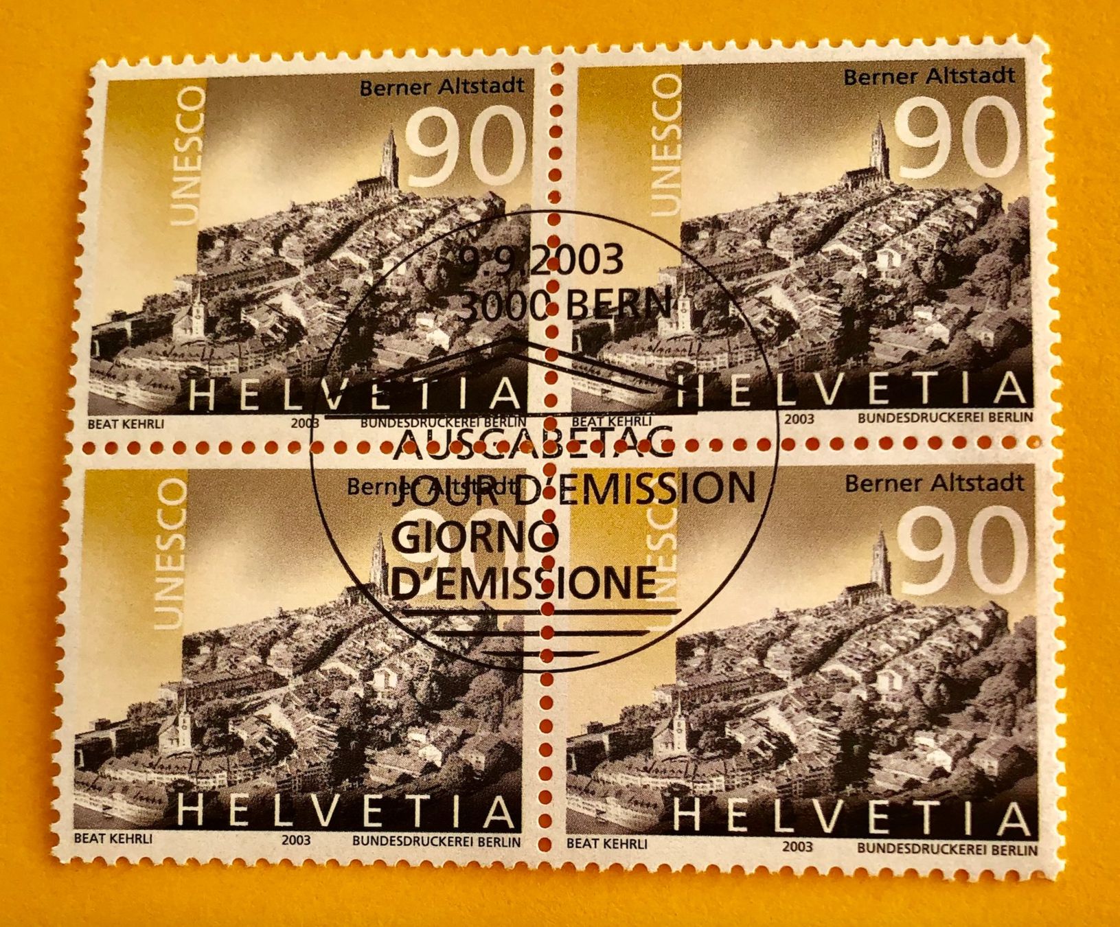 Tutti i francobolli:  Viererblock Nr.1098 Stempelt Bern 2003    – Usato da Aarau venduto da Billa007