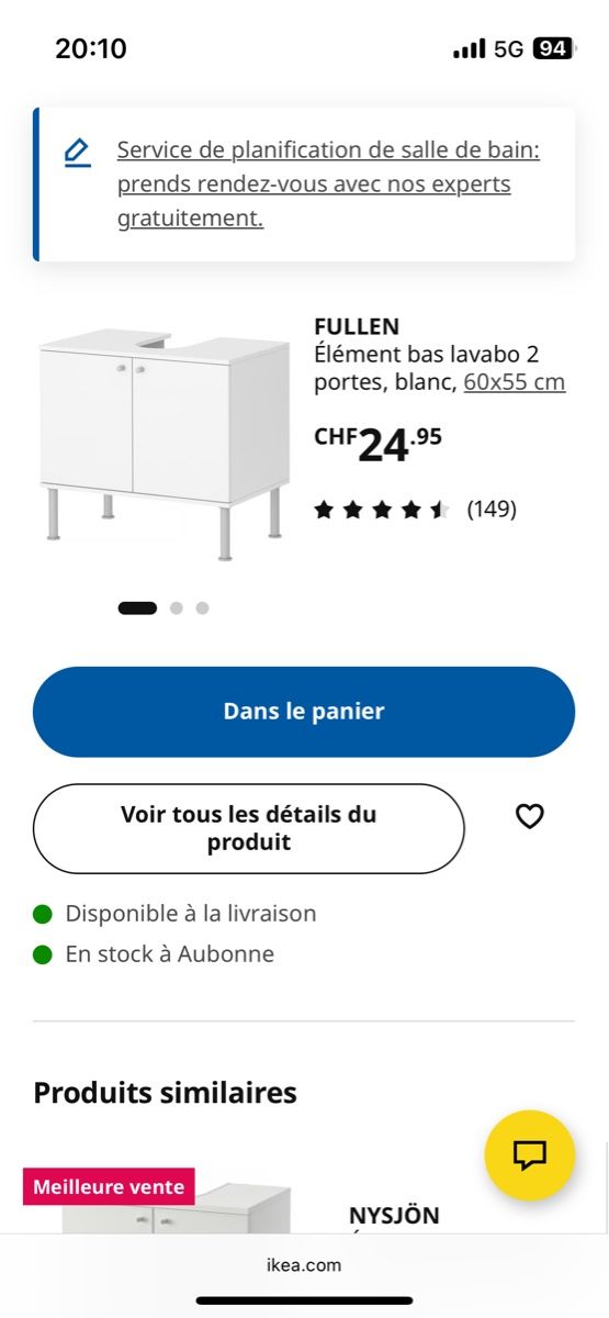 Ikea Mobili per bagno: Meuble de salle de bain – Usato da Lutry venduto da meg_pk9l 2