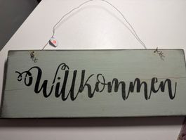 DEKO HOLZSCHILD SHABBY CHIC "WILLKOMMEN"