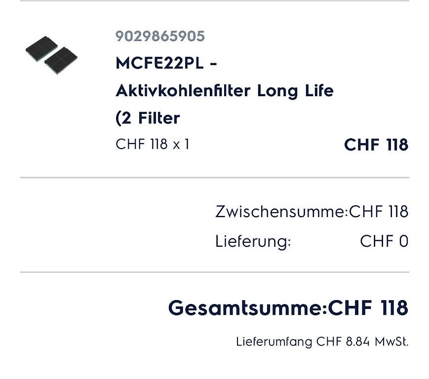 Lüftung: Electrolux Aktivkohlenfilter Long Life (2 Filter) – Gebraucht aus Zürich von dservalli 1