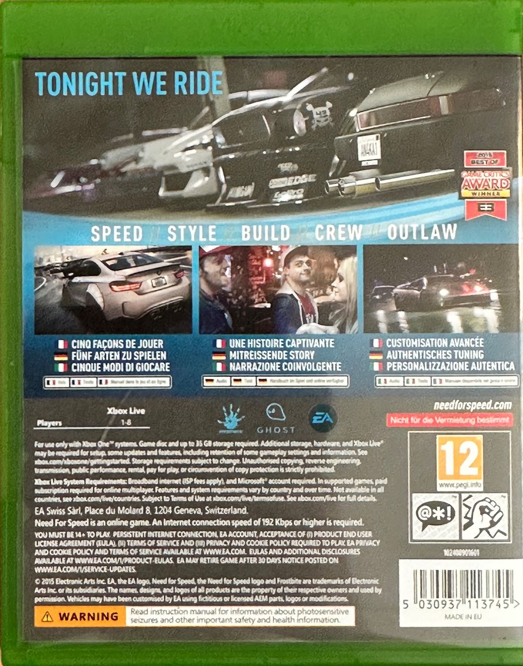 Giochi: Xbox One Spiel Need for Speed gut erhalten – Usato da Luzern venduto da isa_b62f 1