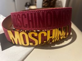Gürtel Moschino Couture pink mit Logo gold neuwertig
