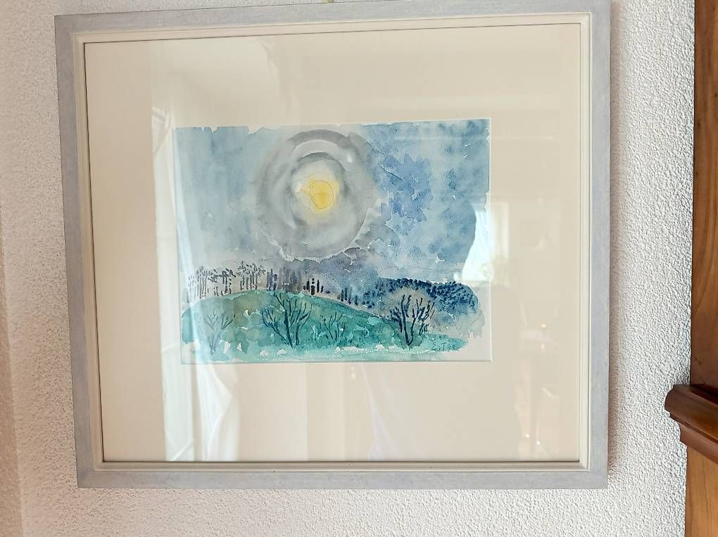 Dipinti: Original Aquarell "Aufgehende Sonne", gerahmt, 1991 – Usato da Selzach venduto da reg_n7rt 1