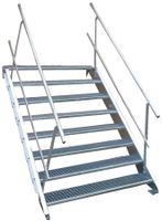 Stahltreppe 8 Stufen B150cm + Geländer