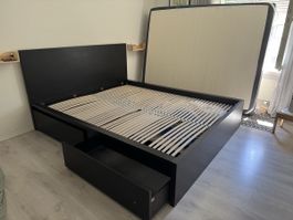 IKEA MALM bed frame high 160x200cm black-brown used