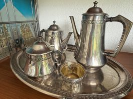 WMF Art Déco Kaffee-/Teeservice versilbert ca. 20er Jahre