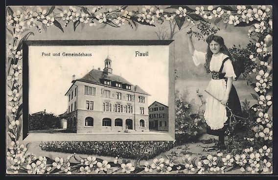Ansichtskarten: AK Flawil, Post und Gemeindehaus – Gebraucht aus Berlin von bartko-reher