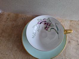 Handbemalte Porzellan Tasse & Untertasse M. Marr Basel