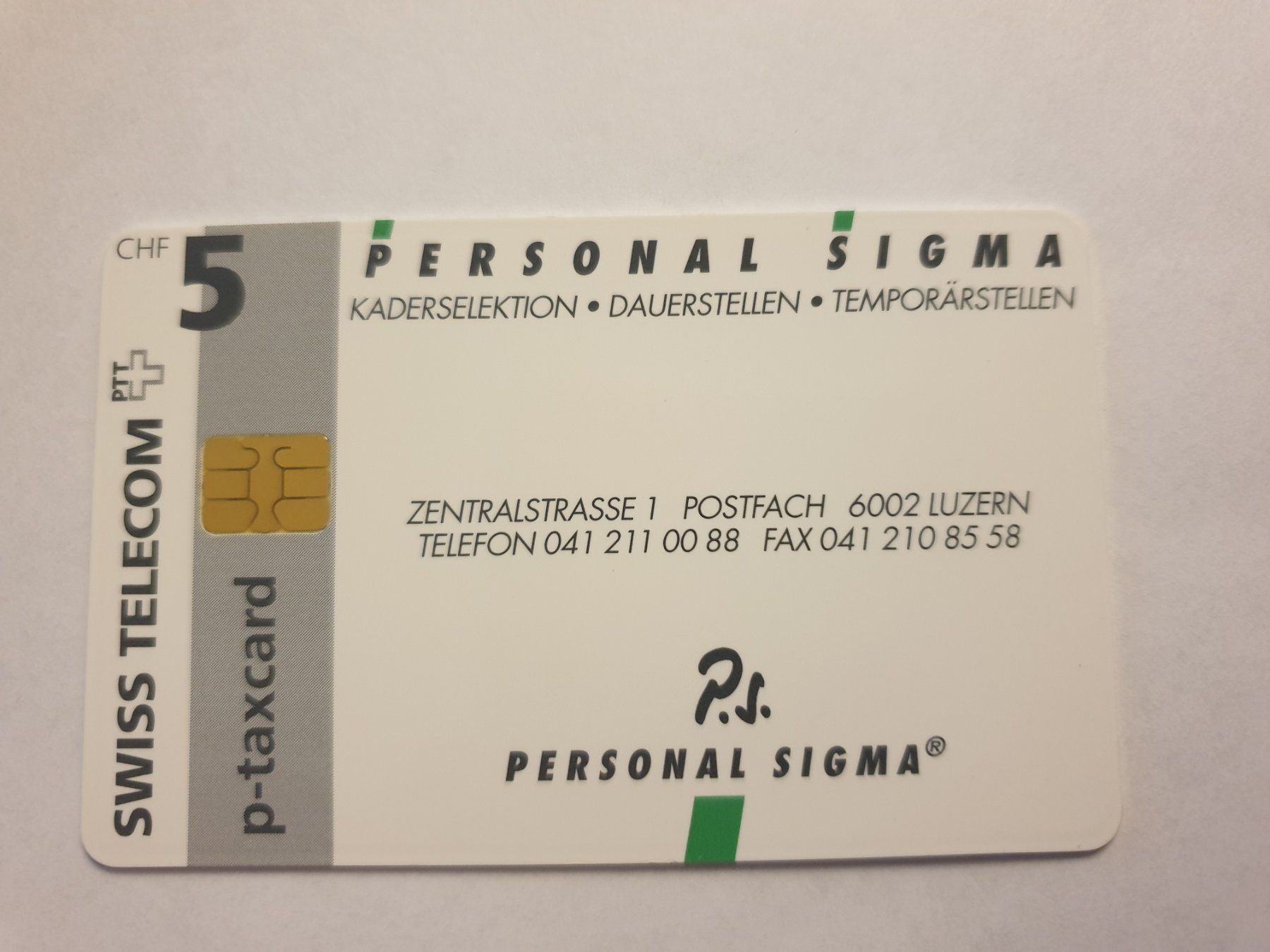 Schede telefoniche: Personal Sigma / Luzern – Usato da Rain venduto da chesz