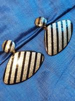 Vintage tolle Silber/schwarze Ohrclips, 1960