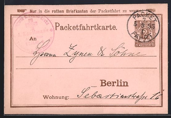 Ansichtskarten: Vorläufer-AK Berlin, 1895, Packetfahrtk – Gebraucht aus Berlin von bartko-reher