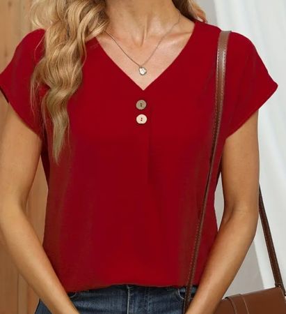 elegantes Shirt, Oberteil Damen rot kurzarm