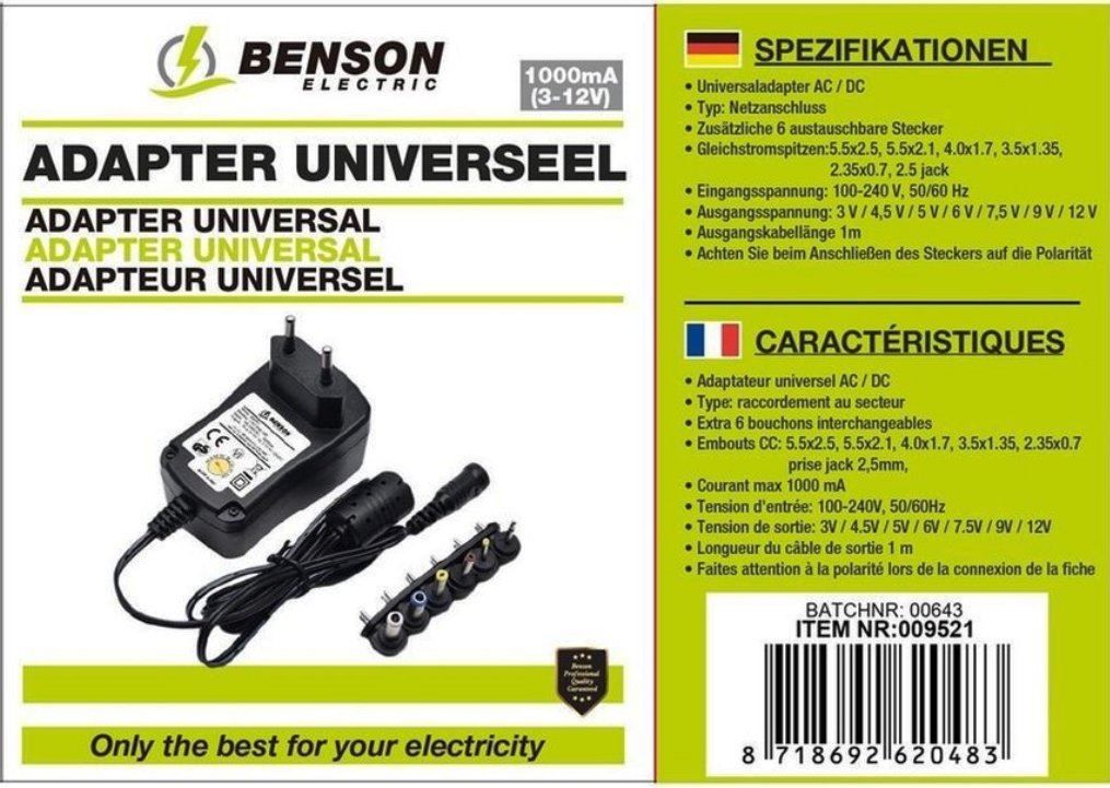 Ladegeräte: Multi-Stecker-Netzgerät von 3-12V /1A – Neu und originalverpackt aus St. Gallen von schnaeppchen-preise 1