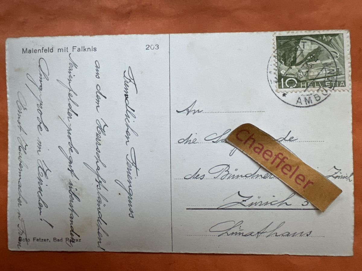 Cartoline postali: Alte Ansichtskarte Malenfeld mit Falknis – Usato da Zürich venduto da Chaeffeler 1