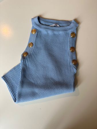Blaues Top mit goldenen Knöpfen von Flavio Castellani, Gr. S
