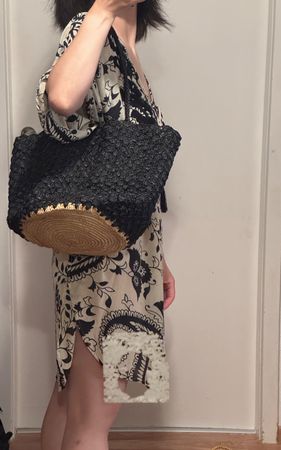 Raffia Tragetasche Handgemacht Tote Bag Neuwertig