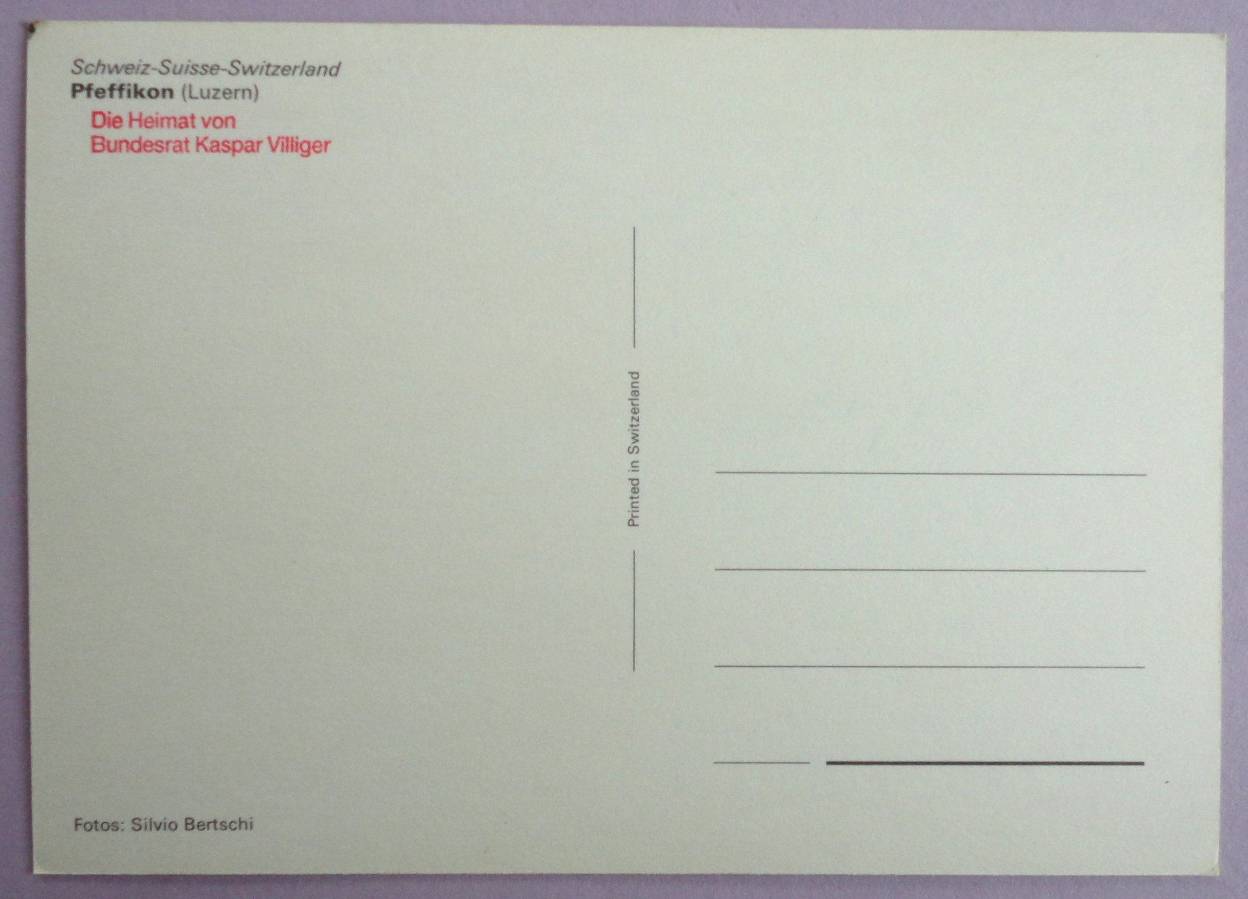 Cartoline postali: Pfeffikon / LU – Usato da Fétigny venduto da Billy2miny 1