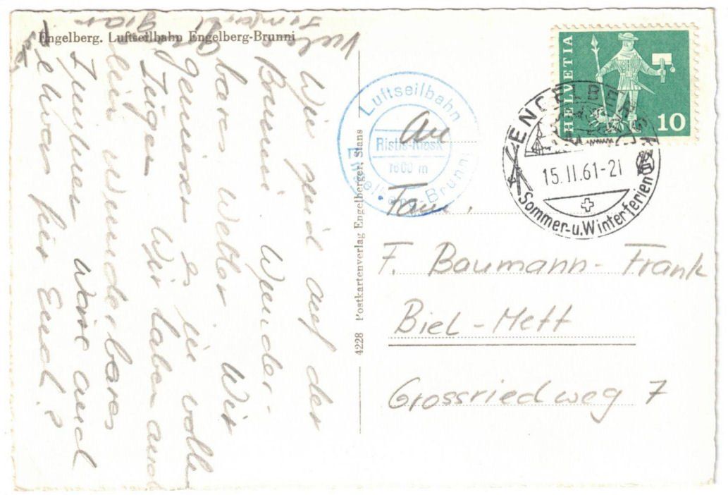 Cartoline postali: Engelberg - Luftseilbahn Brunni – Usato da Binningen venduto da Mountainrider 1