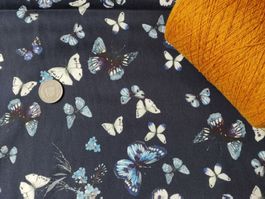 Baumwolle & Elastan  2.10x1.5m Schmetterling blu Jeans