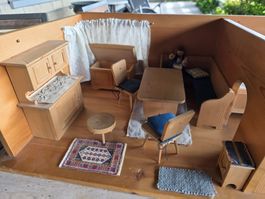 Vintage Schweizer Holz Puppenhaus Puppen Stube