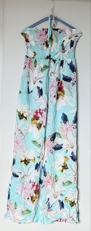 Beldona Sommer/Strandkleid Blumenmuster türkis