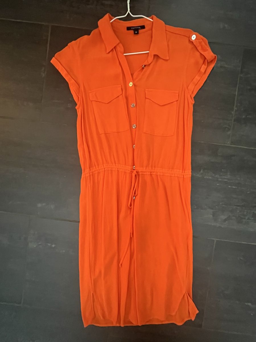 Comma Vestiti: Blusenkleid von comma, Gr. 34 Orange Top – Nuovo (secondo la descrizione) da Zeiningen venduto da man_69cj