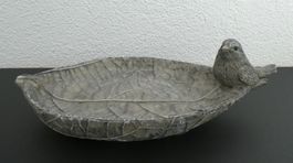 Vogeltränke / Vogelbad, Blatt mit Vogel, Länge 25.5 cm / NEU