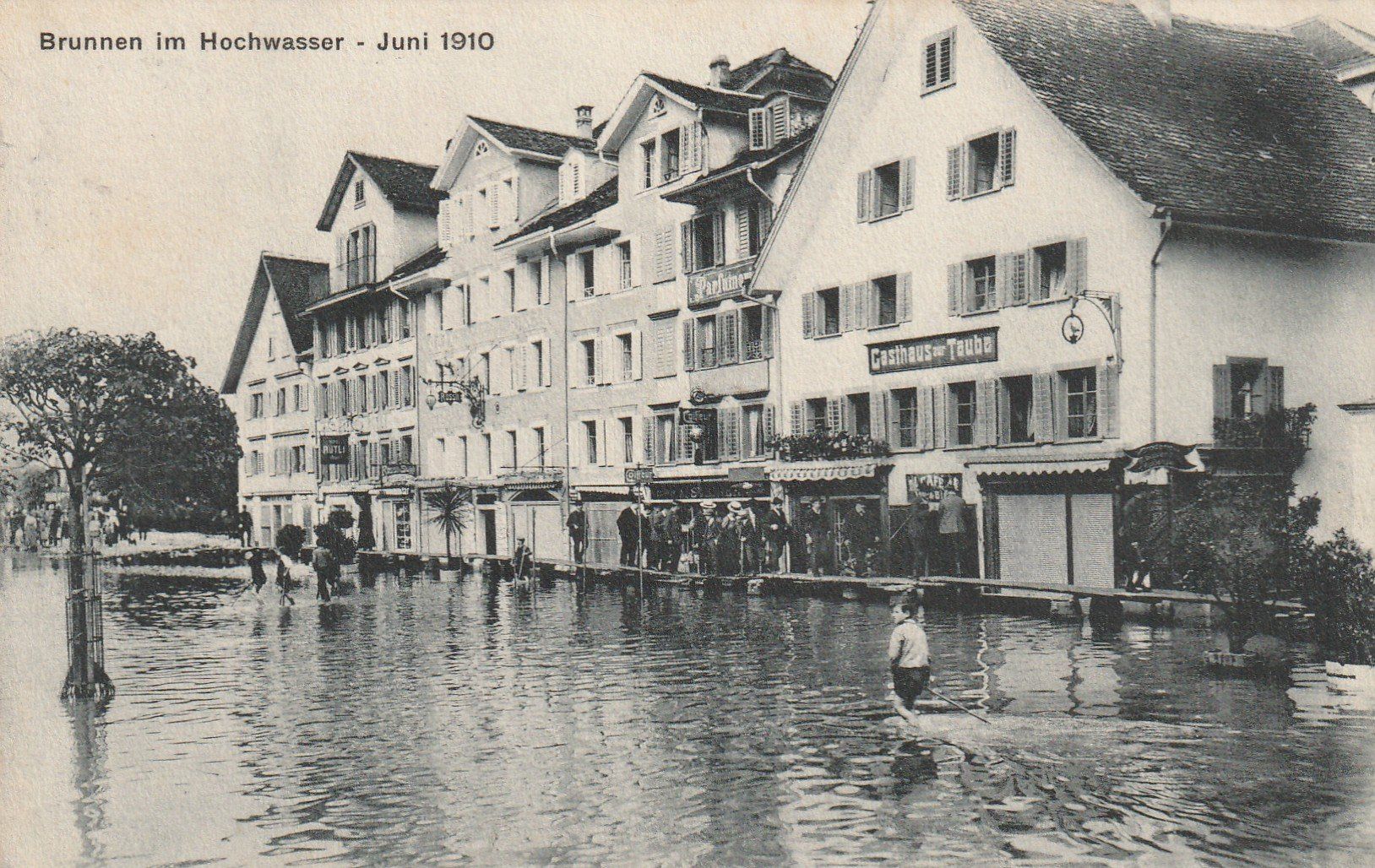Ansichtskarten: Brunnen Hochwasser 1910 – Gebraucht aus Rorschacherberg von fratovi2