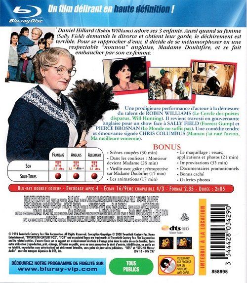 Tutti i DVDs: Madame Doubtfire (Blu-ray) mit deutscher Tonspur! – Nuovo (secondo la descrizione) da Volketswil venduto da Fraese1 1