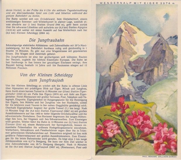 Dokumente: Alter Farbprospekt der WENGERNALP u.JUNGFRAUBAHN. – Gebraucht aus Schlieren von Rapaelli 2