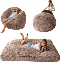 Sitzsack Bett 135x190cm Plüsch Umwandelbar Sofa Gäste Braun