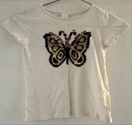 Palomino T-shirt Size 116 Butterfly Sequin Summer Top