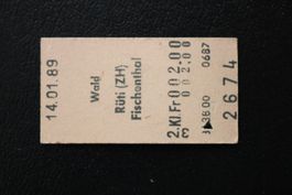 SBB Billet Wald Rüti ( ZH ) Fischenthal 14.01.89 gebraucht