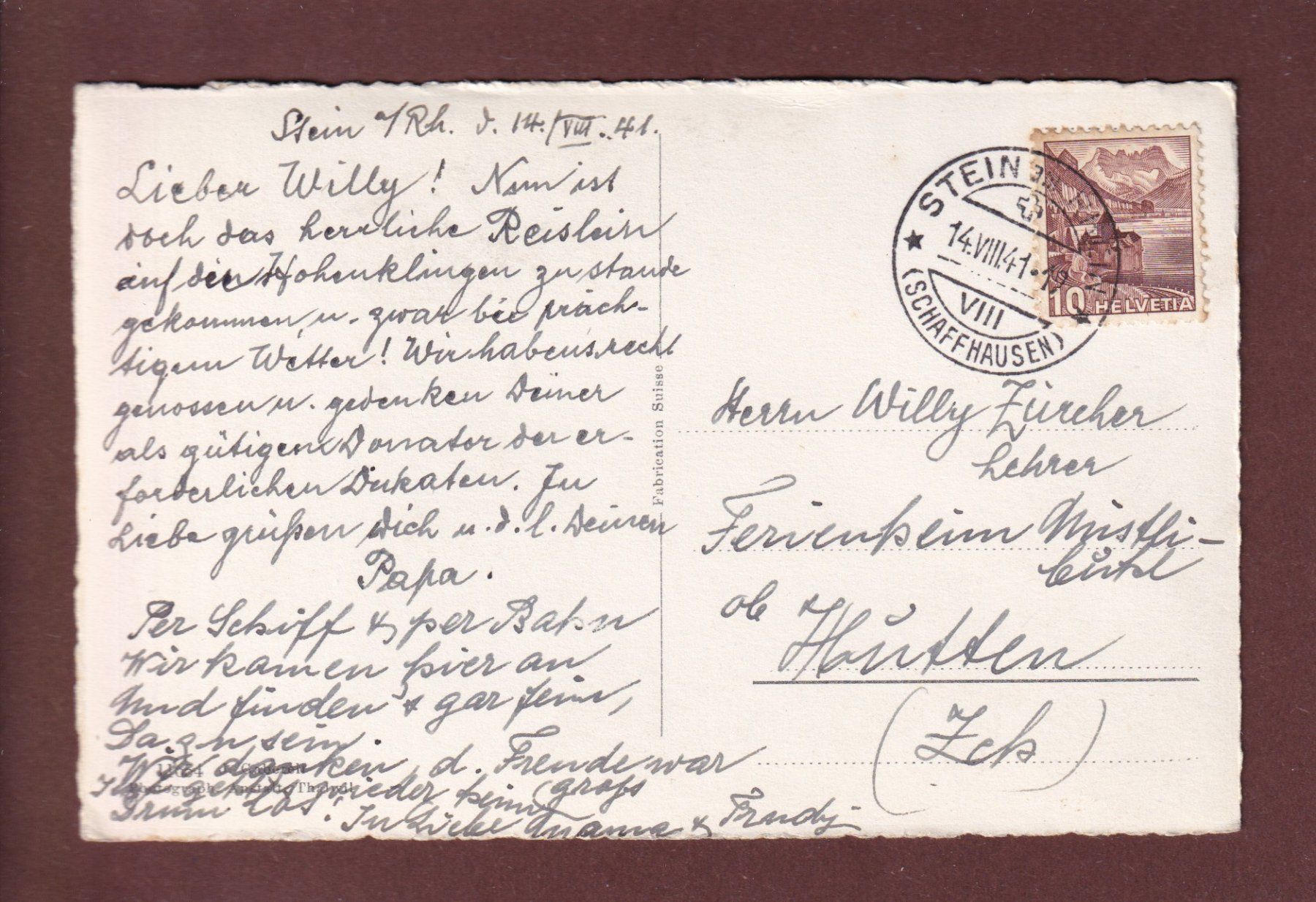 Cartoline postali: STEIN AM RHEIN - Bemalte Häuser - 1941 – Usato da Pully venduto da nicecards 1
