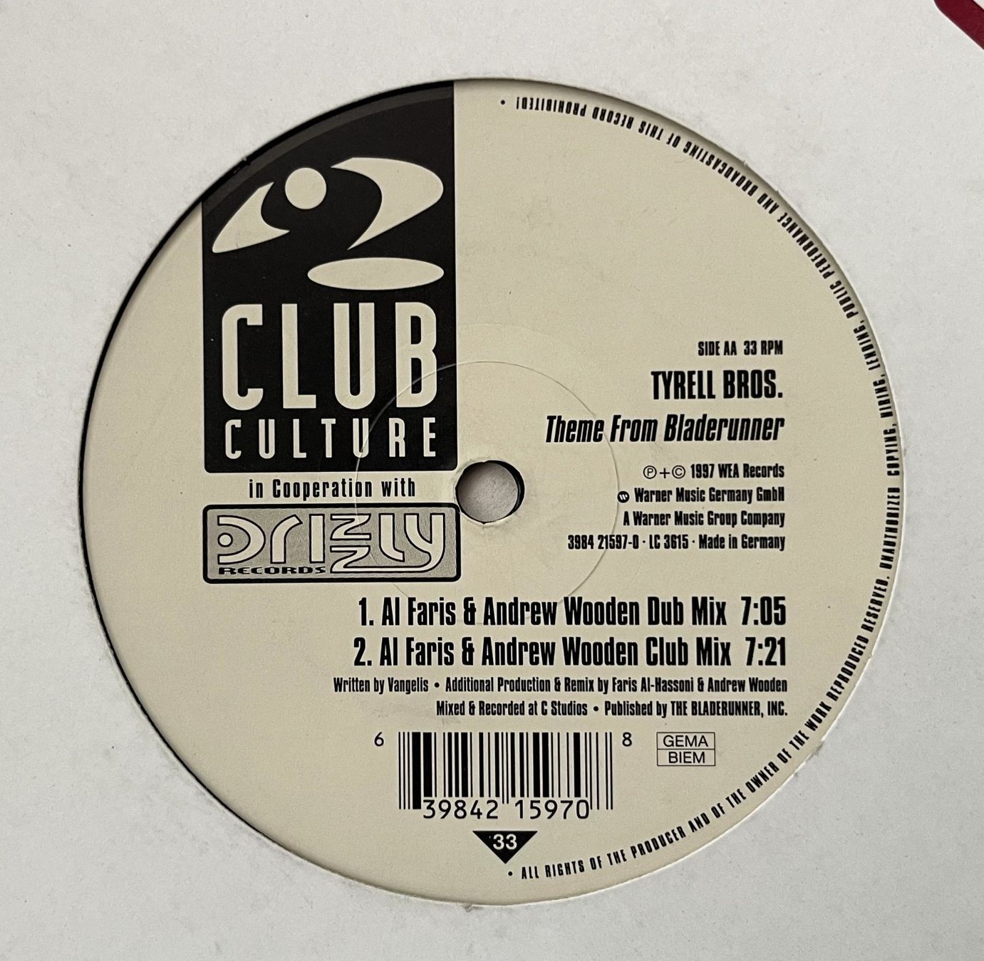 Schallplatten: Tyrell Bros. – Theme From Bladerunner (1997, Vinyl) – Gebraucht aus Oftringen von Vucki 3