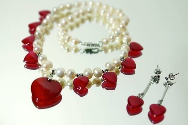 Catenine: SÜSSWASSERPERLEN, ROTE JADE COLLIER!NEU! – Nuovo (secondo la descrizione) da Basel venduto da Chili007 8